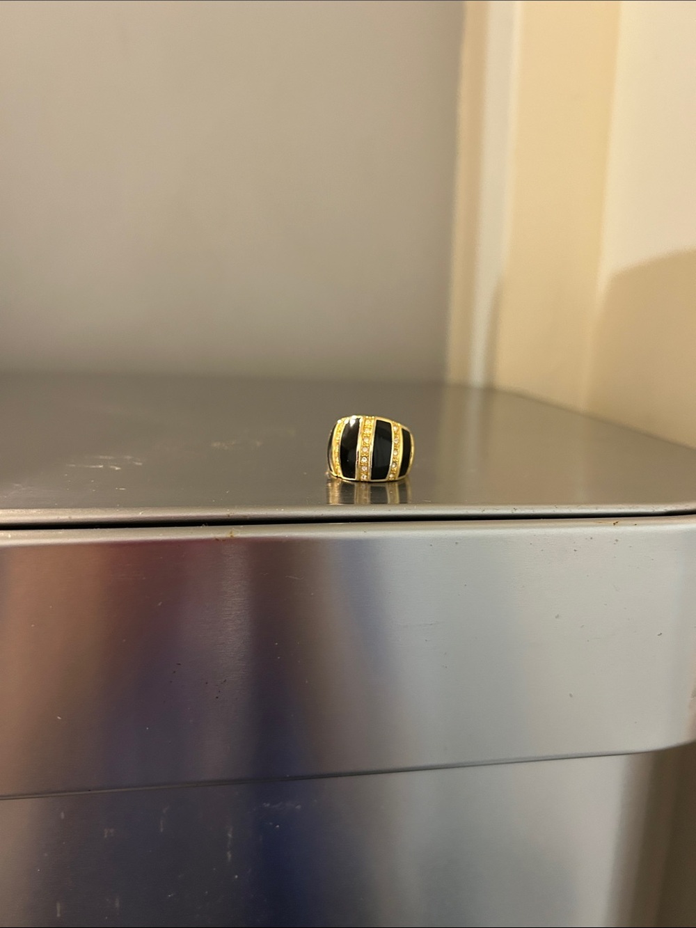 Gold and Black Statement Dome Ring